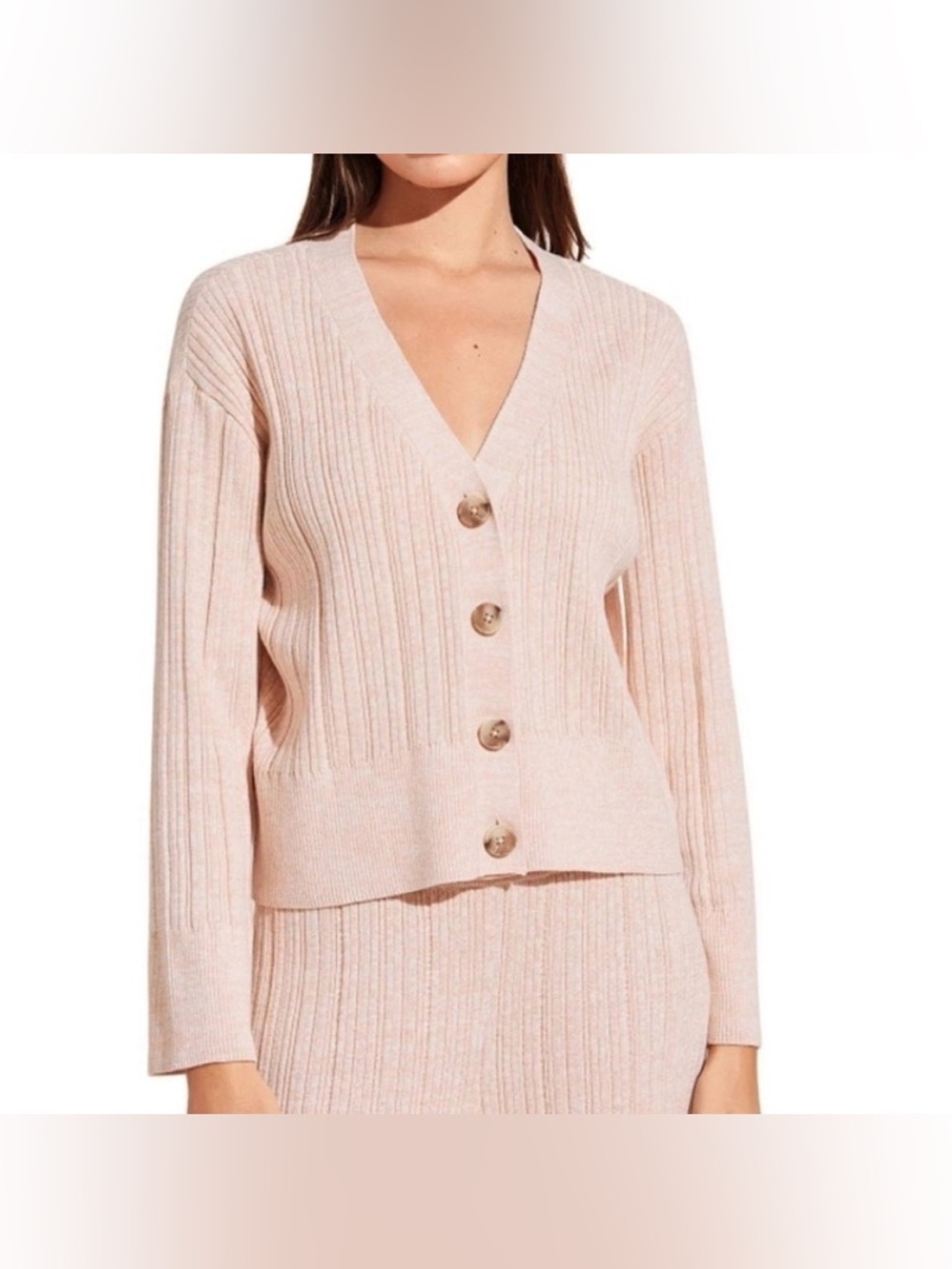 Eberjey Women’s Infinite Sweater Rib Cardigan Size m Heather Peach Lounge